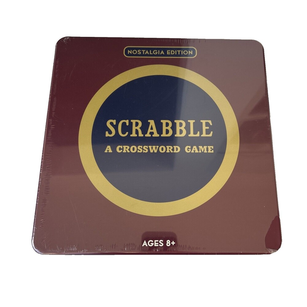 SCRABBLE Nostalgia Edition Collectible Tin Crossword Game Family Fun, New Sealed